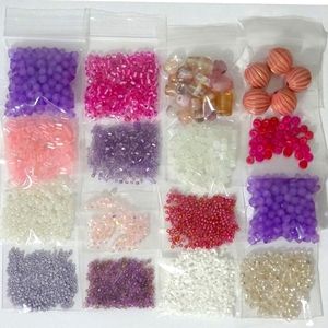 Barbie Glass Bead Kit Pink Purple Murano Lampwork Seed Beads Jewelry Making DIY